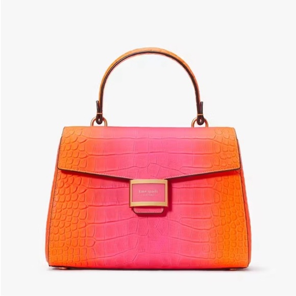 Kate Spade ♠️ New York Katy Ombré Croc Embossed Leather Medium Top Handle - Picture 15 of 16